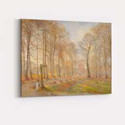 Sunlit Autumn Forest Path Woodland Landscape Painting Canvas Wall Art Print Decor Picture Ready To Hang - thumbnail 4
