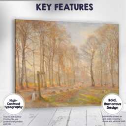 Sunlit Autumn Forest Path Woodland Landscape Painting Canvas Wall Art Print Decor Picture Ready To Hang - thumbnail 1