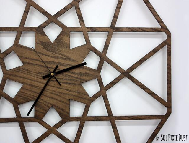 Wooden Geometrical Star Silhouette - Wall Clock - image 1