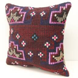 Handmade Kilim Pillow Cover 18x18, Oriental Chevron Design - thumbnail 3