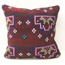 Handmade Kilim Pillow Cover 18x18, Oriental Chevron Design - thumbnail 2