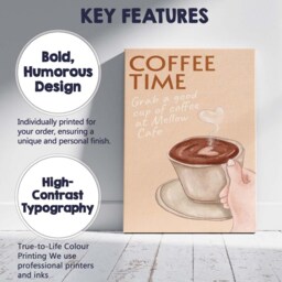 Cosy Coffee Cup Watercolour Kitchen Quote Canvas Wall Art Print Decor Picture Ready To Hang - thumbnail 2