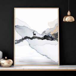 Home Decor Wall Art, Watercolor Minimal Landscape Mountain Set Of 3 Prints, Above The Bed Wall Art, Hangings Office - thumbnail 3