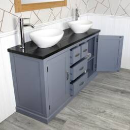 Bathroom Vanity Unit - Grey Painted With Black Quartz Top & Ceramic Bowl Options 603Gbqcbc - thumbnail 3