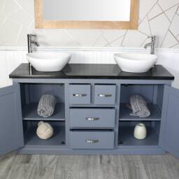 Bathroom Vanity Unit - Grey Painted With Black Quartz Top & Ceramic Bowl Options 603Gbqcbc - thumbnail 2