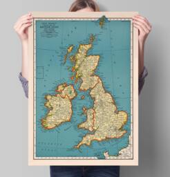 Popular Map Of British Isles - Vintage Poster Wall Art Print Rand Mcnally 1939 Antique Maps Ancient Britain Maps - thumbnail 1