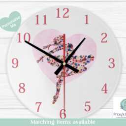 Floral Ballerina Clock, Glass Wall Gift For Ballet Dancer, Birthday Xmas Present Her, Girls Bedroom Kids Decor, Dancers - thumbnail 2