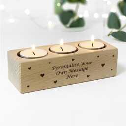 Personalized Wooden Tea Light Candle Holder, Custom Engraved Gift - thumbnail 3