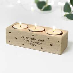 Personalized Wooden Tea Light Candle Holder, Custom Engraved Gift - thumbnail 1