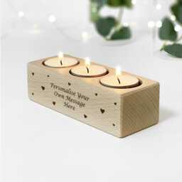 Personalized Wooden Tea Light Candle Holder, Custom Engraved Gift - thumbnail 2