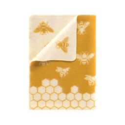 Bee Medium Blanket - Reversible Mustard Wool Throw Baby Shower Gift
