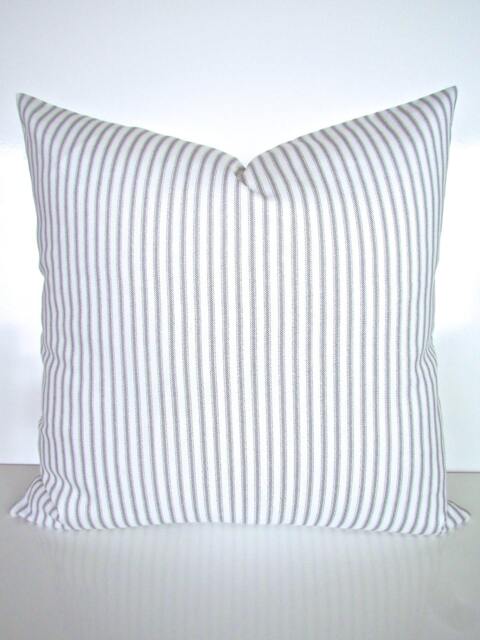 Blue Ticking Stripe Pillow Covers Navy White Pillows 18x18 All Sizes Home Decor - image 1