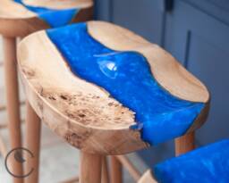 The Oak River Stool/Solid Kitchen Island Bar UK Handmade - thumbnail 1