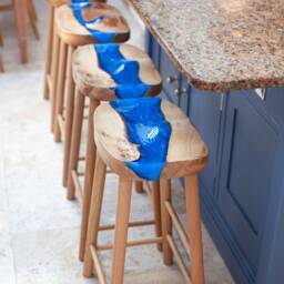 The Oak River Stool/Solid Kitchen Island Bar UK Handmade - thumbnail 4