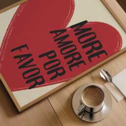 More Amore Por Favor Print, Bold Typography Quote Wall Art, Love Heart Prints, Living Room Bedroom Poster/Unframed - thumbnail 3