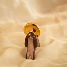 Handcrafted Ceramic Dachshund - Lucky Dog Figurine With Gold Details - thumbnail 2