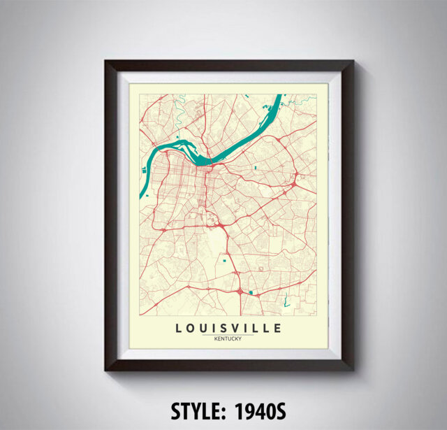 Louisville Ky Map Art Print Vintage Style Travel Poster - image 1