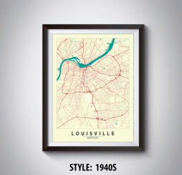 Louisville Ky Map Art Print Vintage Style Travel Poster - thumbnail 1