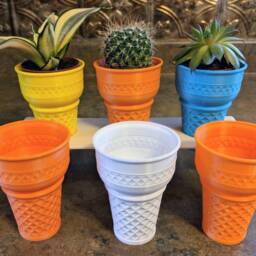 Ice Cream Cone 3D Printed Planter/Vase - Succulent Mini Planter Modern Geometric Design Made To Order Choose Your Color & Size - thumbnail 2
