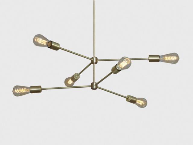 Handmade Brass Atomic Chandelier, Mid Century Modern Pendant Light - image 1