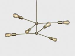 Handmade Brass Atomic Chandelier, Mid Century Modern Pendant Light - thumbnail 1