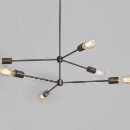 Handmade Brass Atomic Chandelier, Mid Century Modern Pendant Light - thumbnail 3
