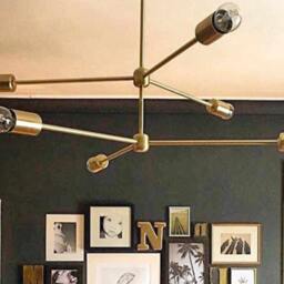 Handmade Brass Atomic Chandelier, Mid Century Modern Pendant Light - thumbnail 2