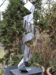 "Large Modern Abstract Wood Stainless Steel Artist Sculpture 52 cm ""Litu 1"