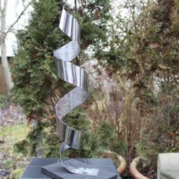"Large Modern Abstract Wood Stainless Steel Artist Sculpture 52 cm ""Litu 1" - thumbnail 3