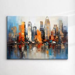 New York City Skyline Inspired Landmark Oil Painting Watercolor Wall Art Framed Calming Canvas Poster Print Home/Office Room Decor Gift - thumbnail 3