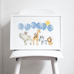 Personalised Safari Prints, Name Print, Jungle Picture, Wild One, Kids Christmas Gift, Nursery Decor, First Baby Zoo - thumbnail 3