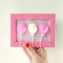 Pop Art, Pink Fluorescent Resin Balloon Sculpture, 3D Decoration, Baby Girl Room, Children's Room Decoration Gift - thumbnail 3