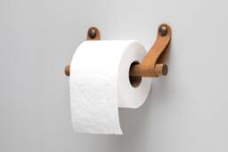 Leather Toilet Paper Holder, Wall Mounted Wooden Roll Leather & Wood Bathroom Decor - thumbnail 1