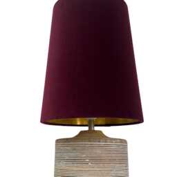 Burgundy Velvet Brushed Gold Mini Tapered Cone Lampshade - thumbnail 2