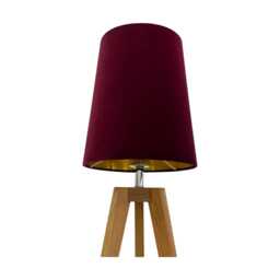 Burgundy Velvet Brushed Gold Mini Tapered Cone Lampshade