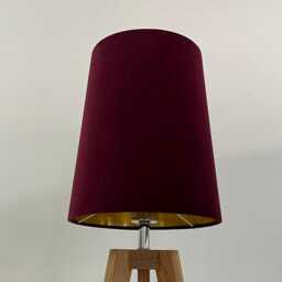 Burgundy Velvet Brushed Gold Mini Tapered Cone Lampshade - thumbnail 3