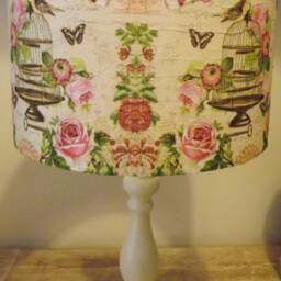 Pink Birdcage Lampshade, Light Shade, Decoupage Shabby Chic, Postcard Carte Postal French Script - thumbnail 3
