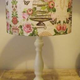 Pink Birdcage Lampshade, Light Shade, Decoupage Shabby Chic, Postcard Carte Postal French Script - thumbnail 2