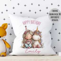 Unicorn Cushion, Pillow, Cushion For Girl, Gift, Gift Her, Cuddle Cushion, Decor, Custom Name - thumbnail 3