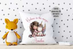 Unicorn Cushion, Pillow, Cushion For Girl, Gift, Gift Her, Cuddle Cushion, Decor, Custom Name - thumbnail 1
