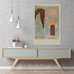 Spain Wall Art, Hanging, Canvas Nasrid Motto Alhambra, Wa L??a Gh??liba Ill??-Ll??ah Inspiring Art Gift Spain Islamic Decor - thumbnail 2