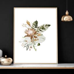 Home Office Decor For Women Framed 3 Piece Wall Art Print Set, Earth Tone Watercolor Greenery Designer Wall Art Professional - thumbnail 2