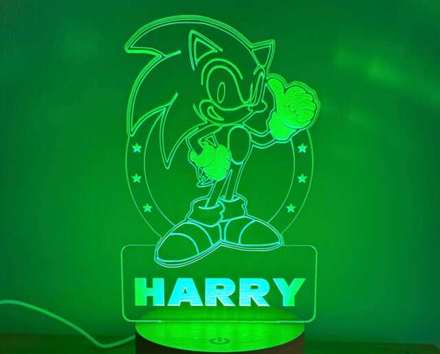 Hedgehog Personalised Acrylic Led Lamp Night Light With Rgb Colour Changing Lights Static, Flash Or Fading - image 1