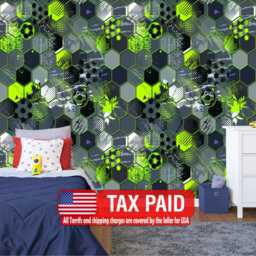 Gaming Kids Room Wallpaper Mural, Soccer Ball Wall Decal, Peel & Stick - thumbnail 1