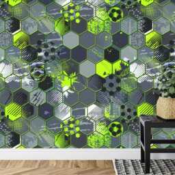 Gaming Kids Room Wallpaper Mural, Soccer Ball Wall Decal, Peel & Stick - thumbnail 3