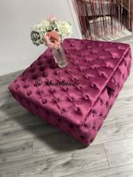 Extra Large Upholstered Handmade Chesterfield Coffee Table , Storage Box Storage Ottoman Puffy With Storgae