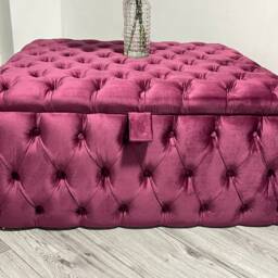 Extra Large Upholstered Handmade Chesterfield Coffee Table , Storage Box Storage Ottoman Puffy With Storgae - thumbnail 2