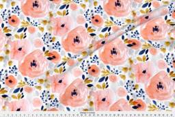Floral Baby Blanket-Personalized Minky Blanket Floral-Navy Coral Gold Blanket-Coral Bedding-Floral Nursery