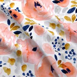 Floral Baby Blanket-Personalized Minky Blanket Floral-Navy Coral Gold Blanket-Coral Bedding-Floral Nursery - thumbnail 2