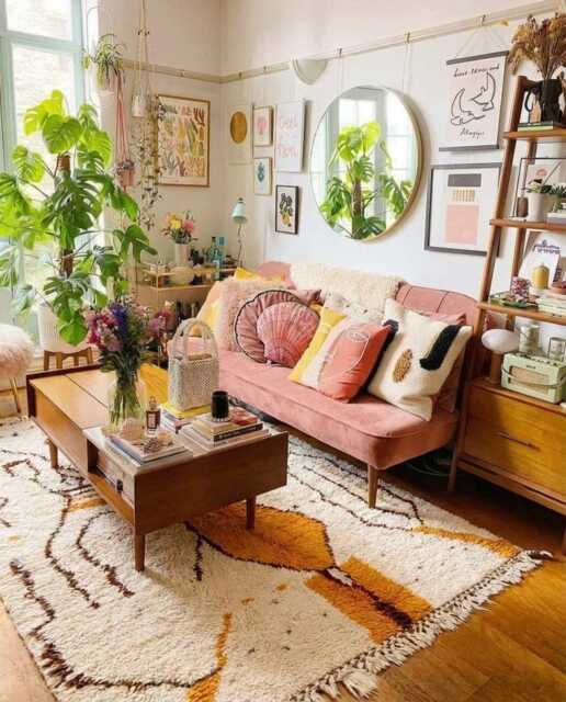 Authentic Moroccan Symbol Rug - Orange Tribal Berber Wool Shag Large Area For Office Handmade Narrative Decor - image 1